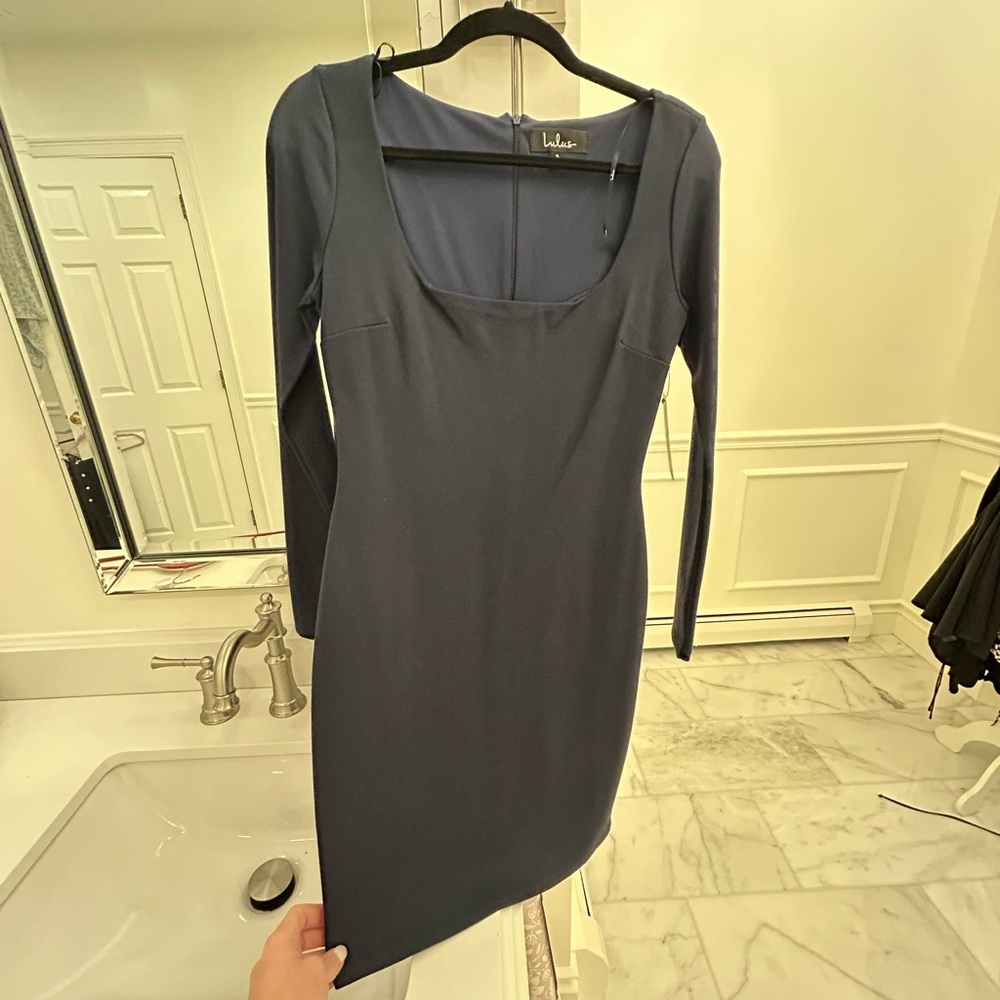 Lulu's Deep Blue Long Sleeve Dress